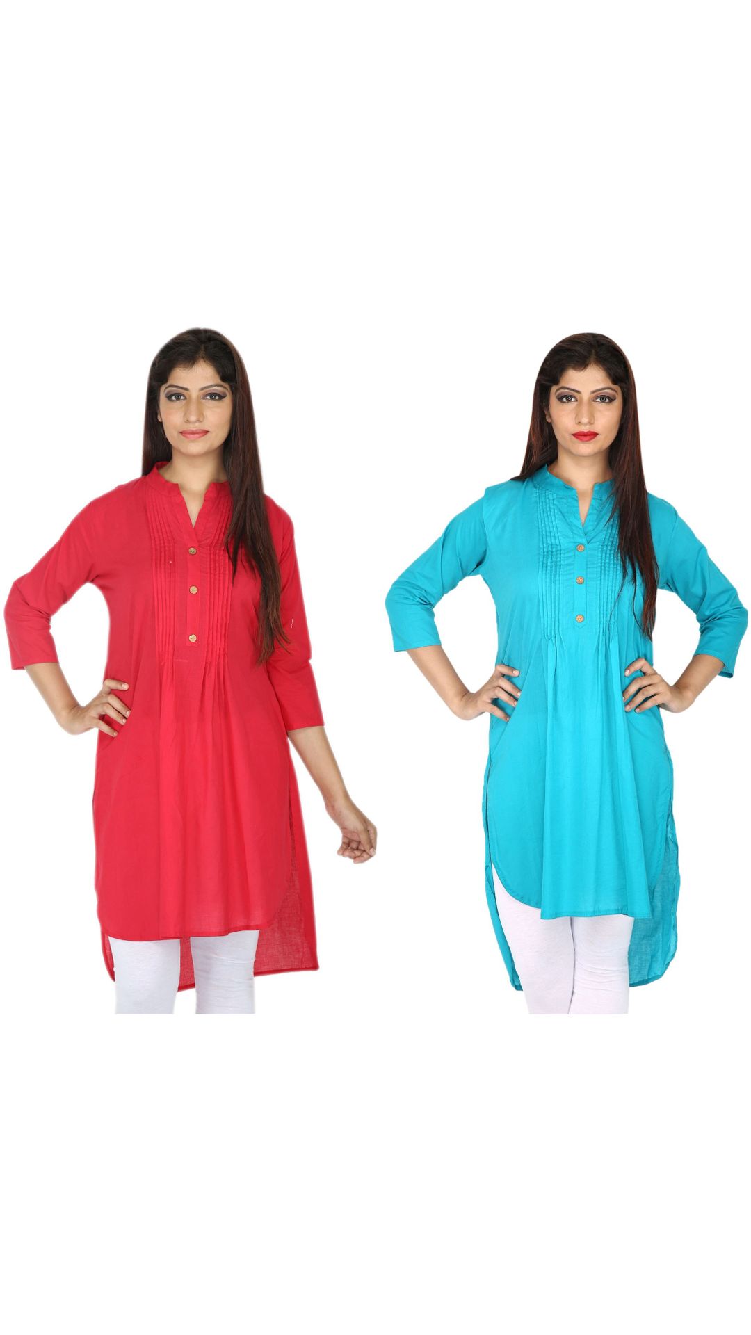Buy Pack of 2 Kurtis soild Cotton Kurti combo Online ₹899 from ShopClues