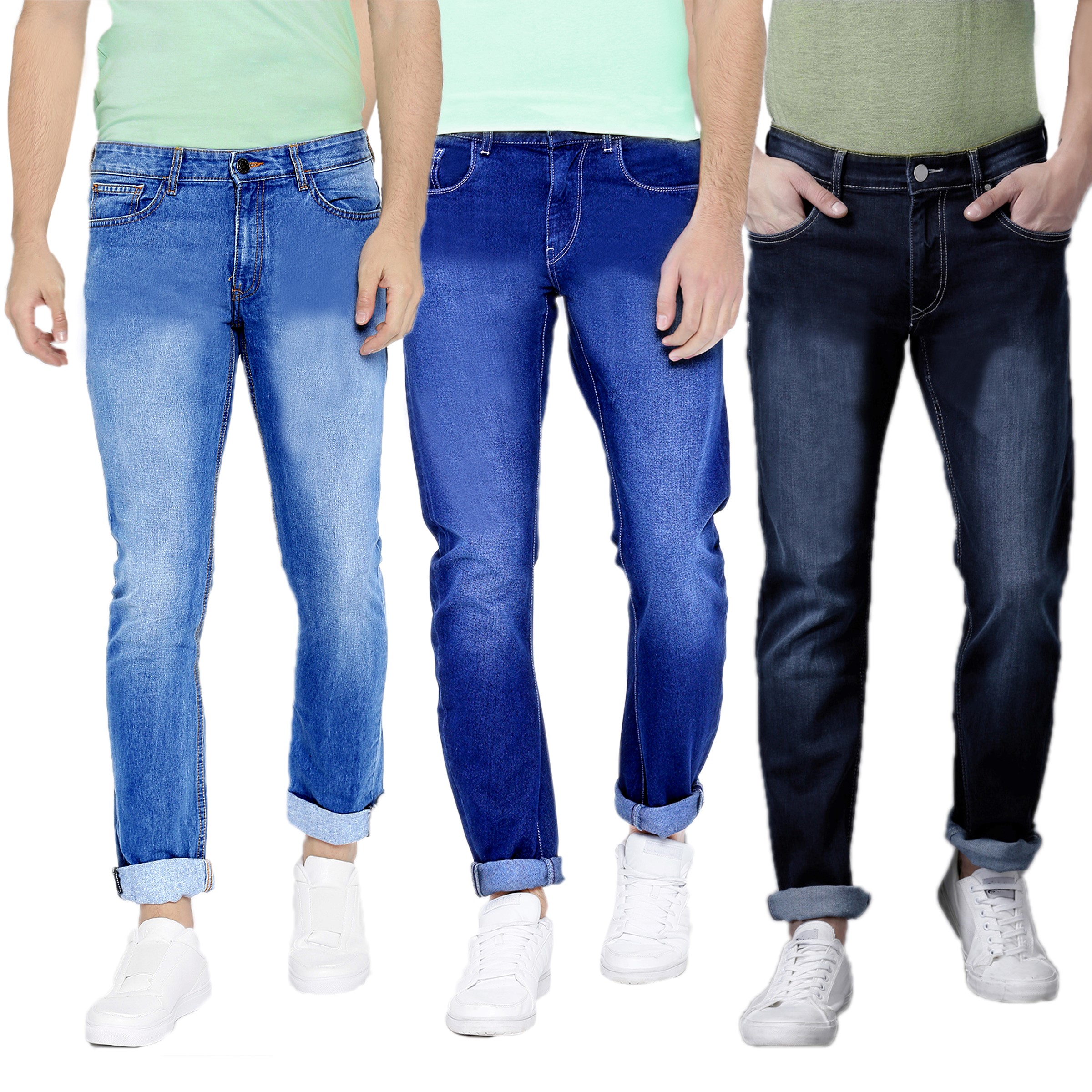 Buy Red Code Men'S Multicolor Slim Fit Jeans (Pack Of 3) Online ₹1999
