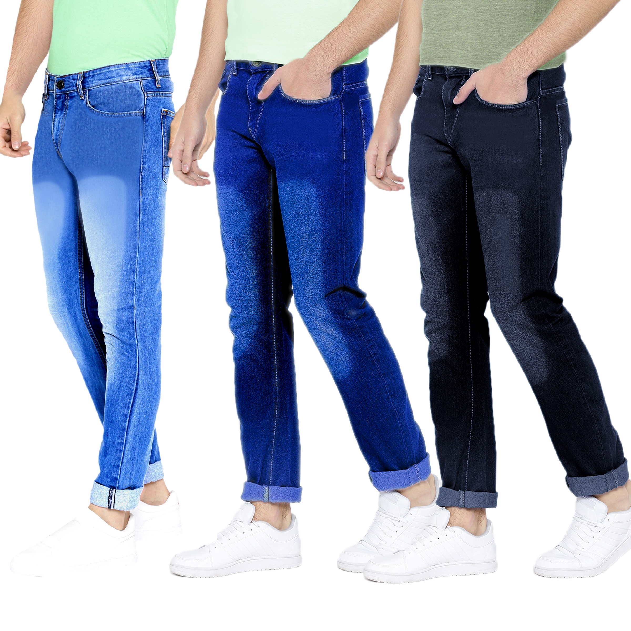 Buy Red Code Men'S Multicolor Slim Fit Jeans (Pack Of 3) Online ₹1999