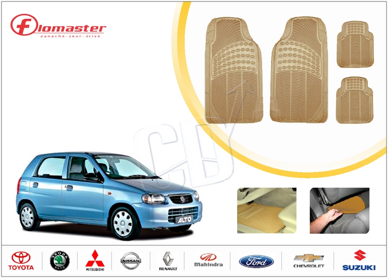 Flomaster Universal Heavy Rubber Floor Mats Maruti Alto Beige Prices in India Shopclues