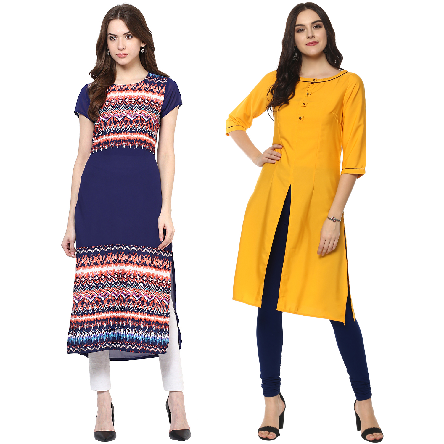 Buy Meia Multicoloured Crepe Kurti combo of 2 Online @ ₹1499 from ShopClues
