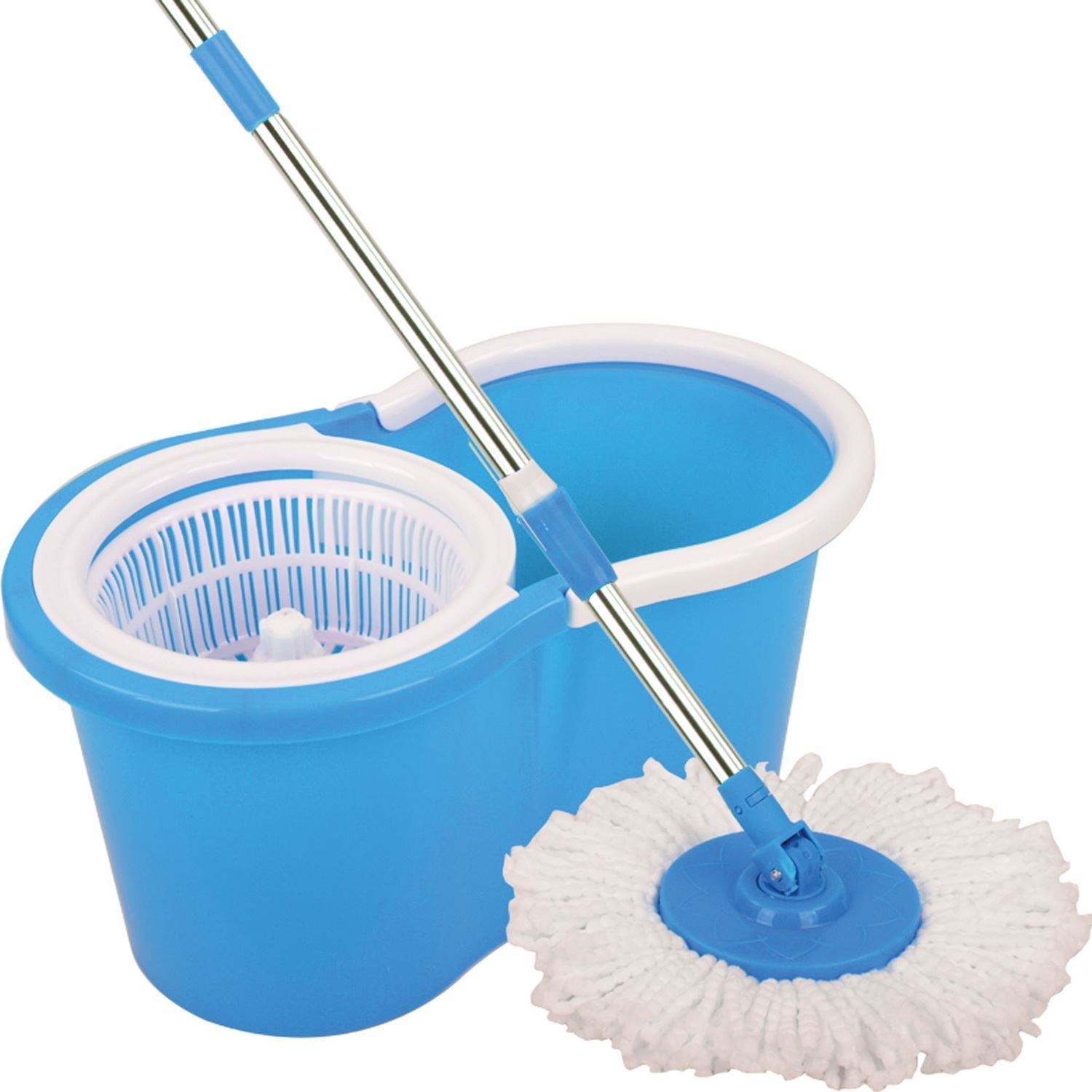 Buy 360 Spin Floor Cleaning Easy Bucket PVC Mop with 2 Microfiber Heads
