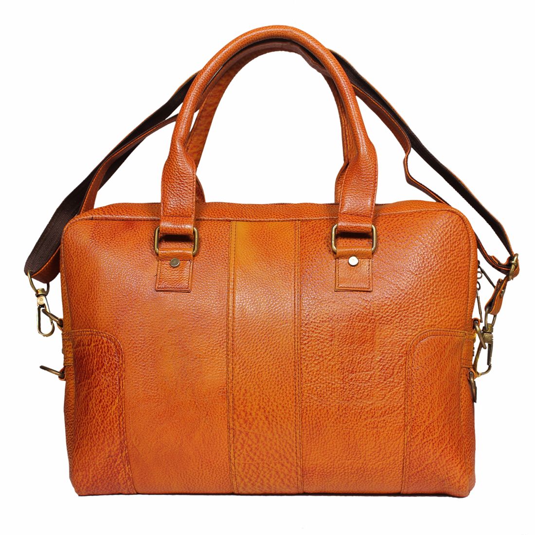 Buy Leather World 14 inch Tan Genuine Leather Laptop Office Bag Online ...