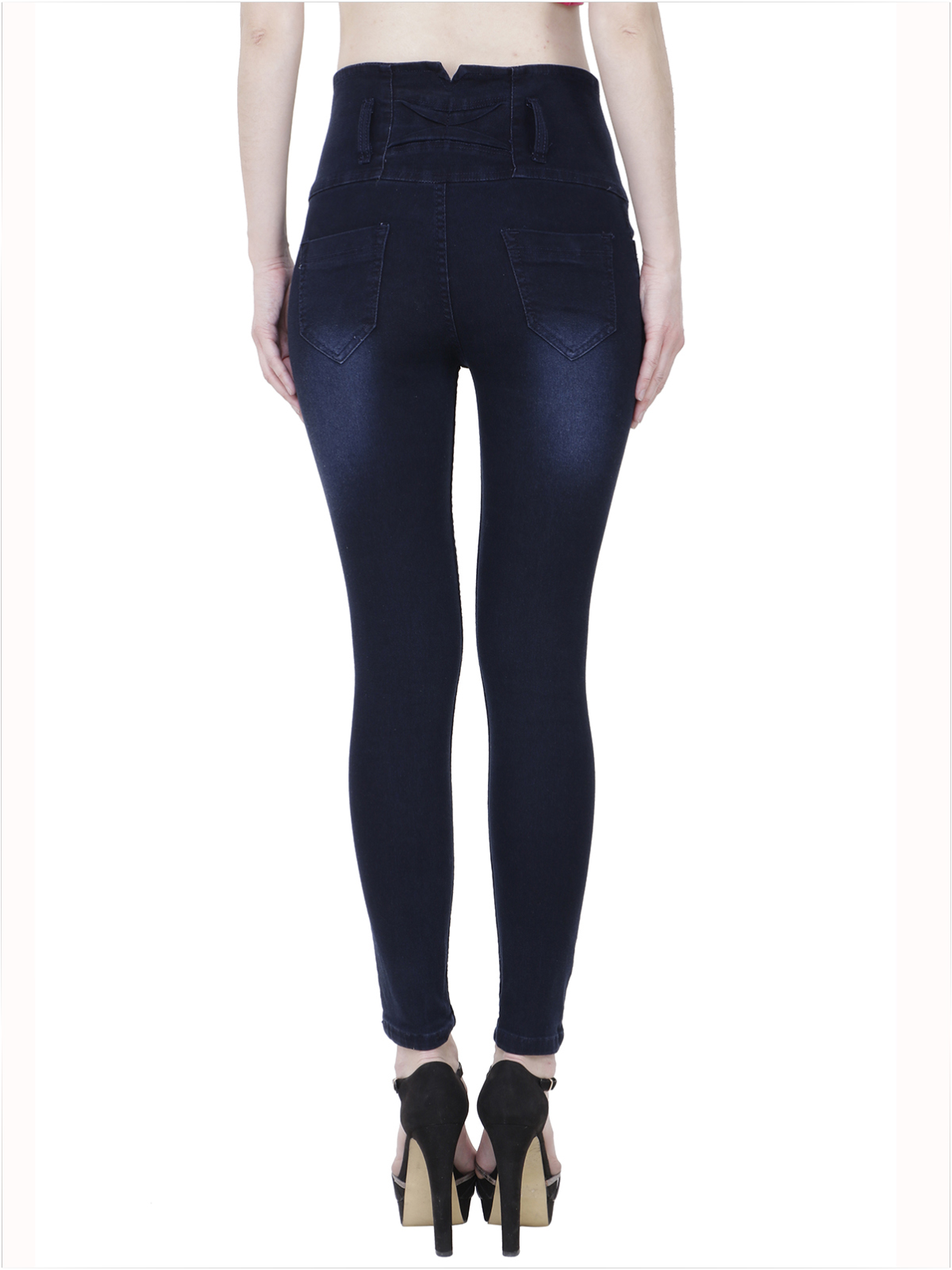 Buy Manash Fashion Dark Blue Denim Solid Casual Upper Waist Jeans For ...
