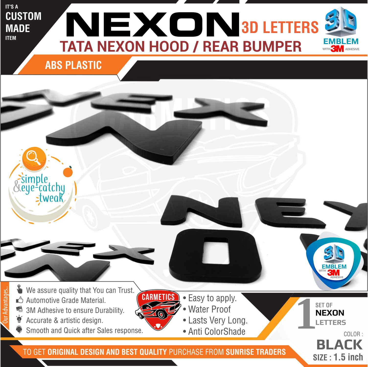 Buy Nexon 3d Letters For Tata Nexon Glossy Black Carmetics Online