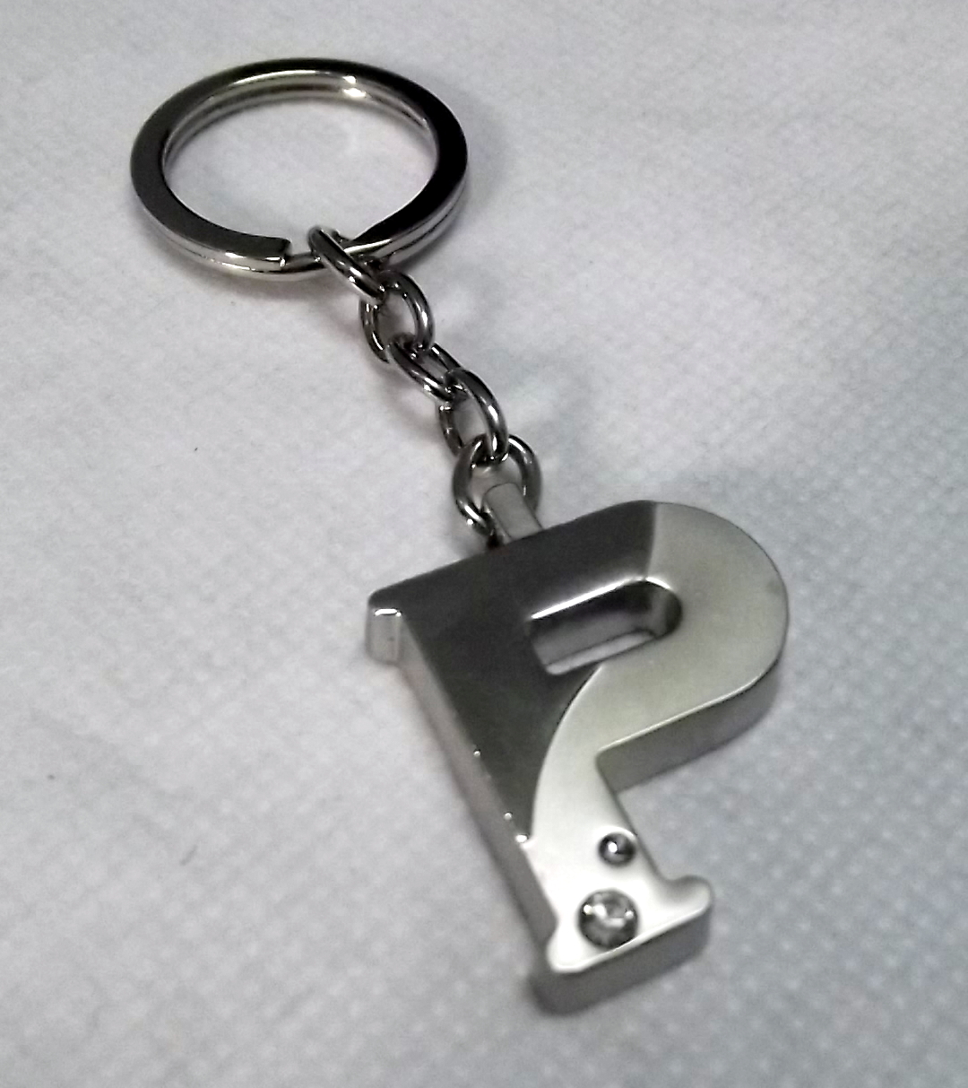 Shop Alphabet letter “P” Shape Silver Metal High Quality Keychain