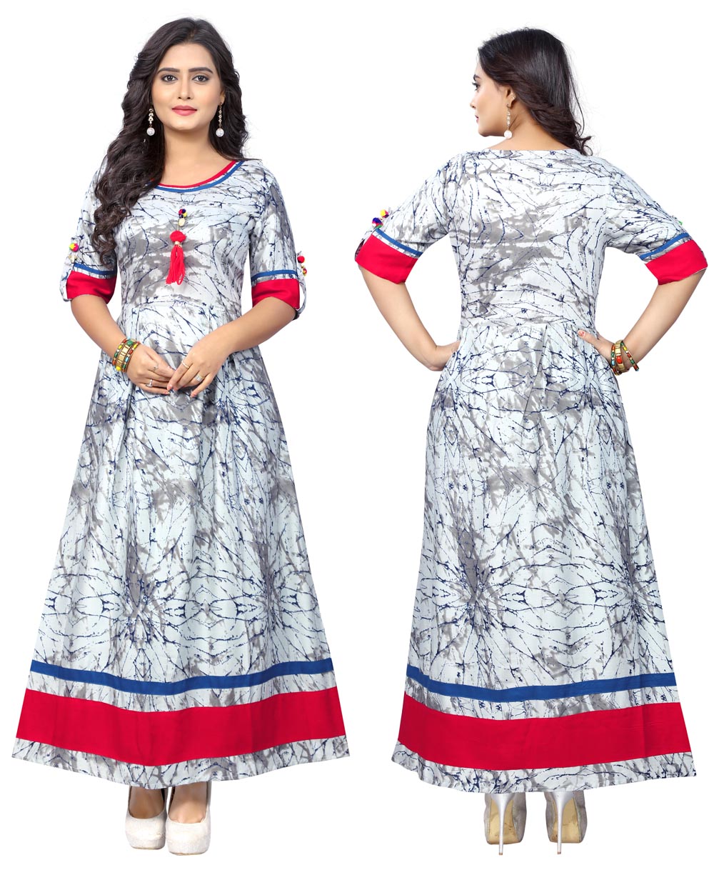 Buy Vaikunth Fabrics Kurti In Grey Color And Rayon Fabric For Womens VF