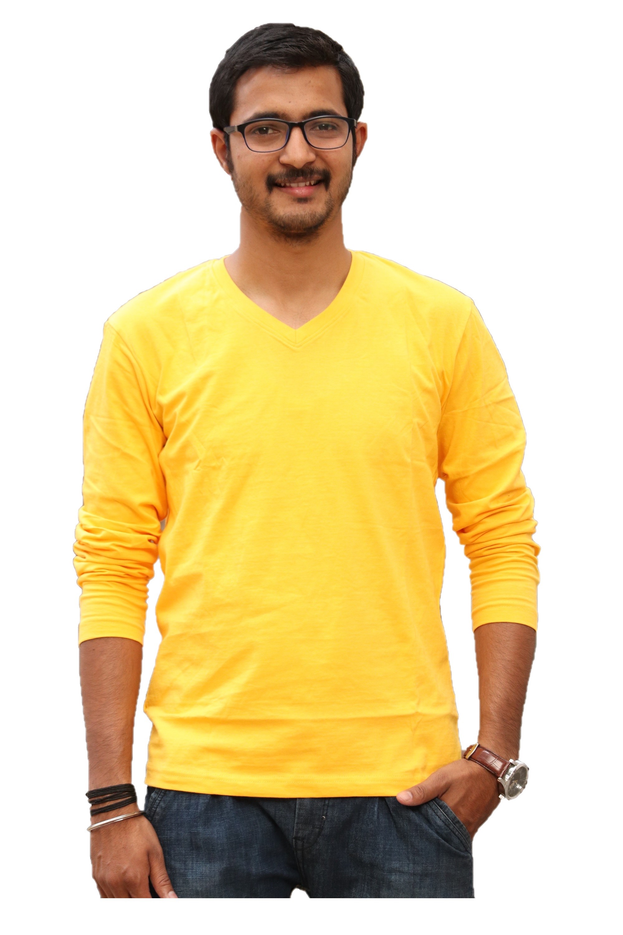 Buy Men'S Cotton V-Neck T-Shirt - Yellow Online @ ₹599 from ShopClues