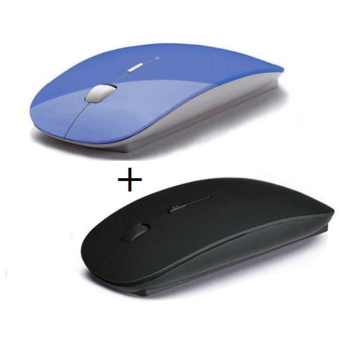 Buy 1 Get 1 Free 2.4GHz Ultra Slim Wireless Optical Mouse Blue Black