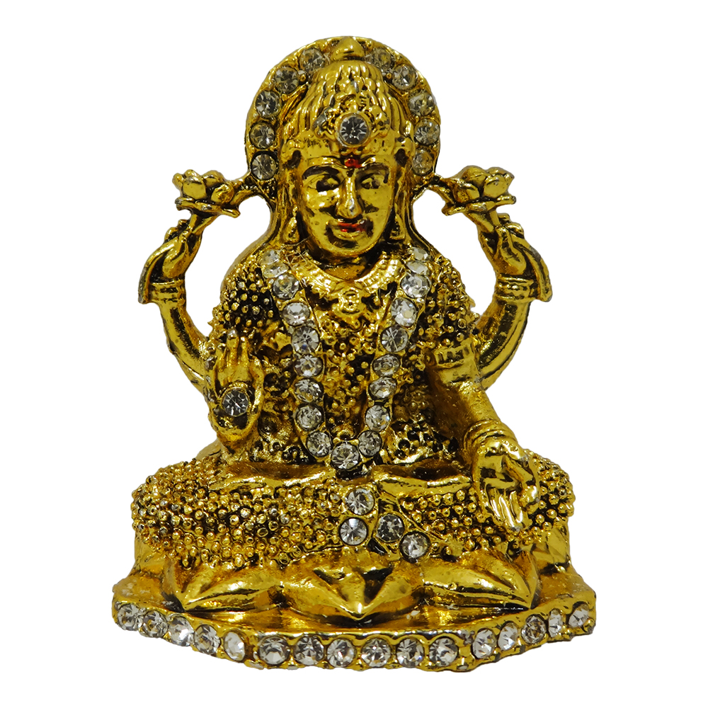 Buy Gold Plated With Stone Finish Goddess Laxmi Hindu Lord Laxmi Statue ...