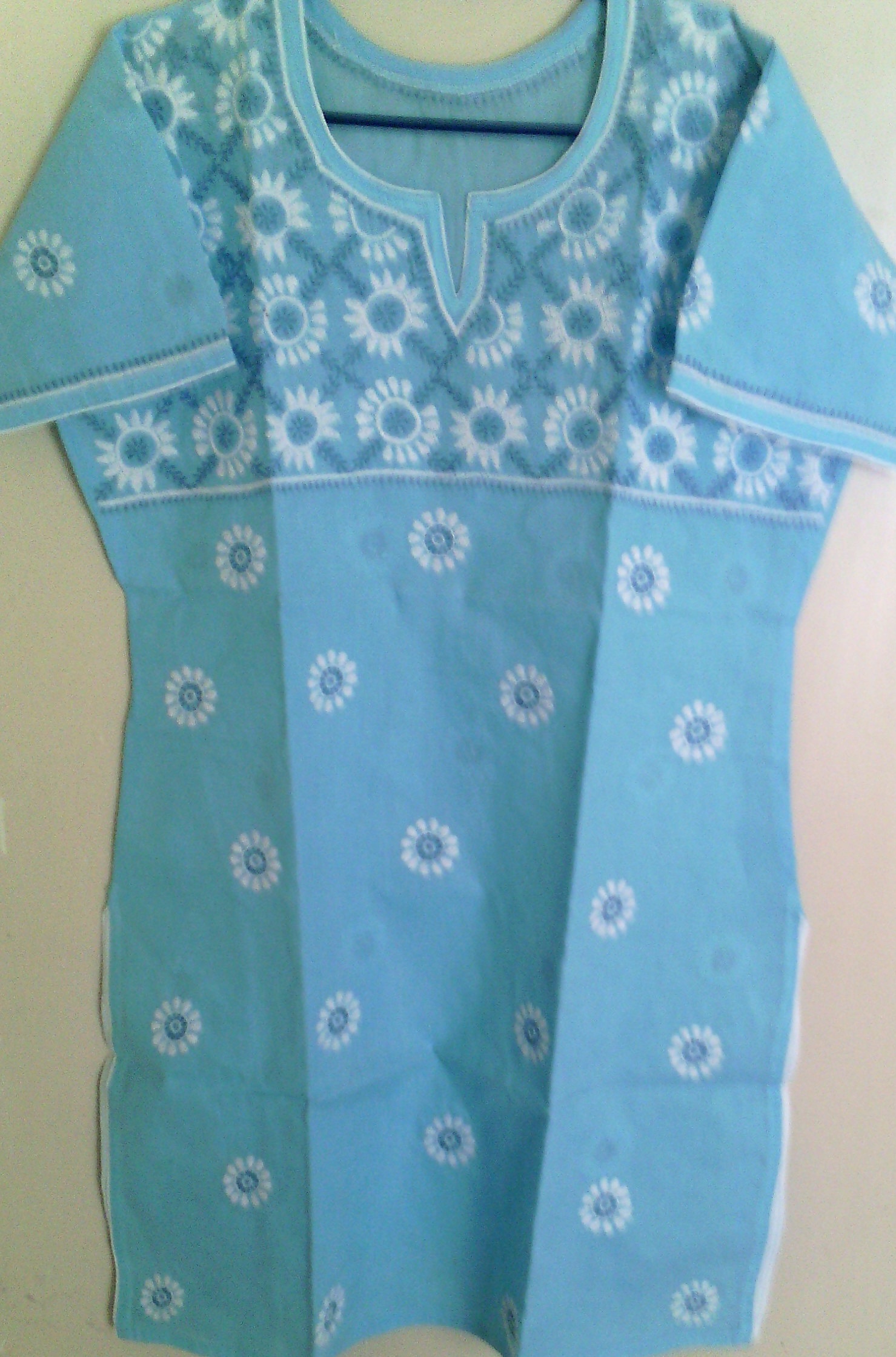 Lucknow Cotton Chikan Kurti Half Sleeves with Assorted Colors and design