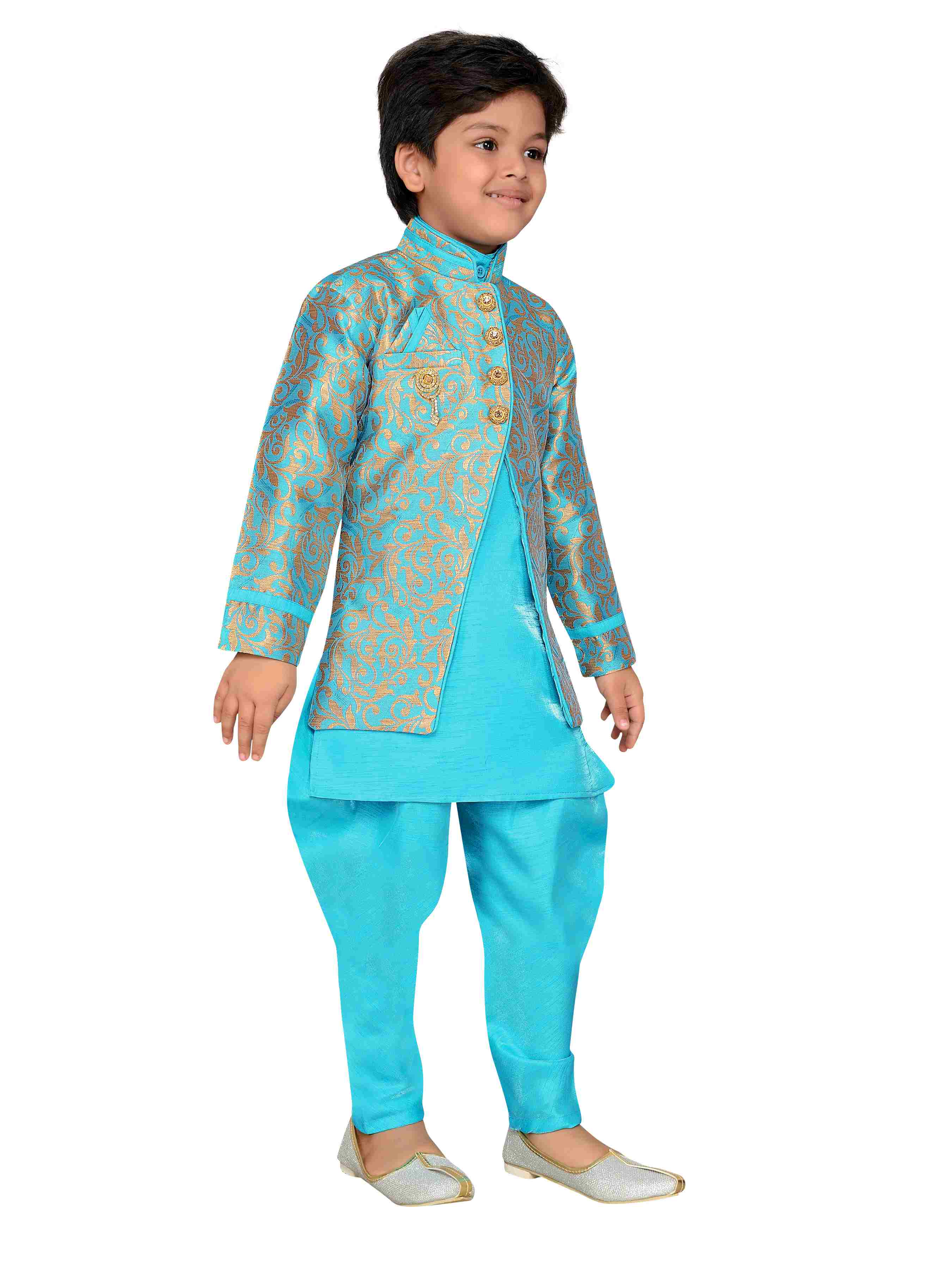 Front Button Sherwani And Dhoti Set For Lil Ones main image 1