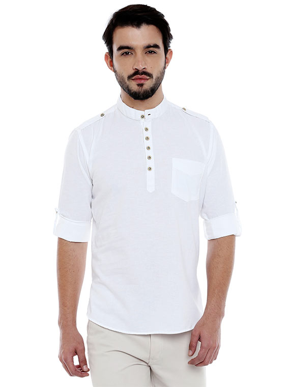 Roller Fashions Men's Solid Casual White Shirt