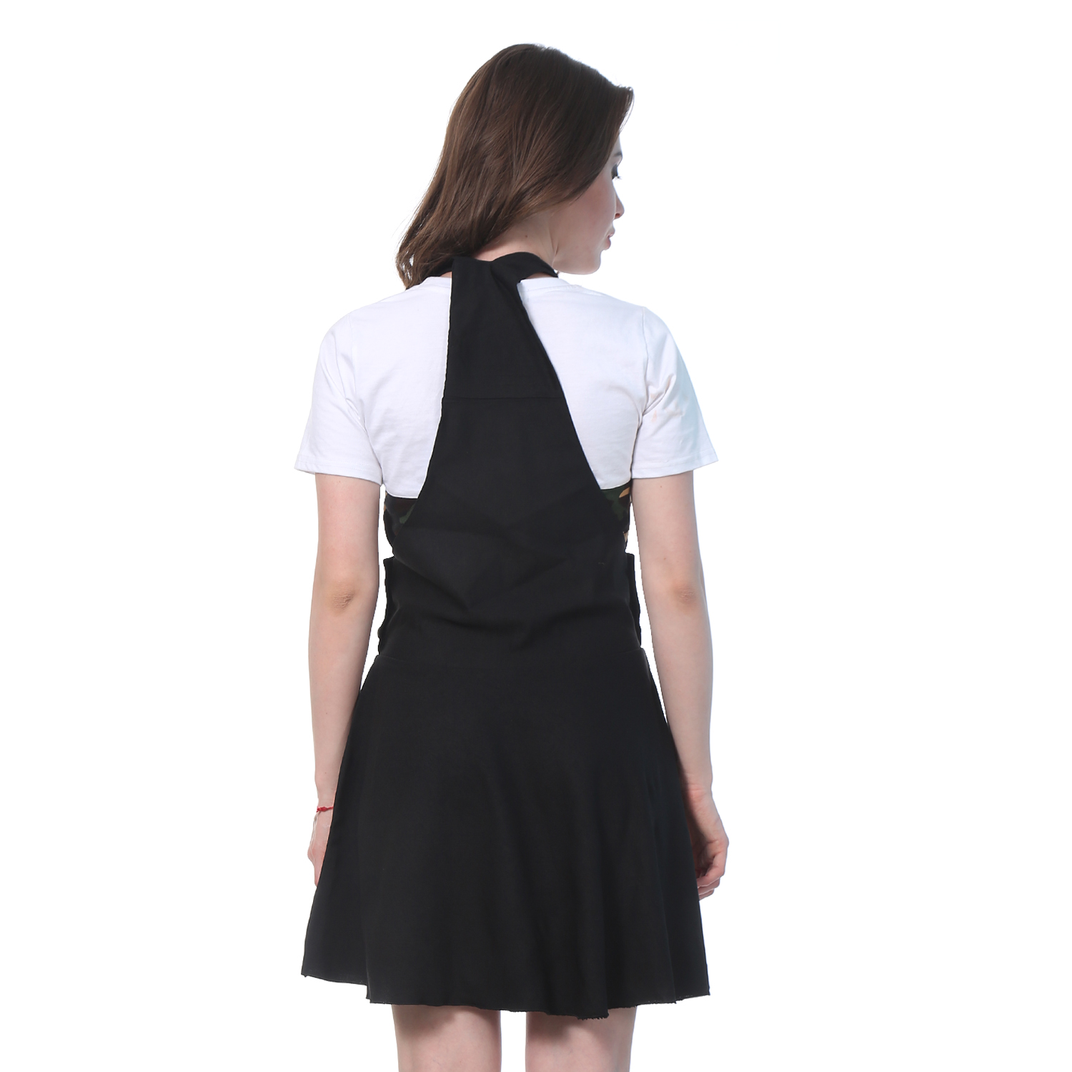 Buy BuyNewTrend Black Cotton Lycra Dungaree Skirt For Women Online ...