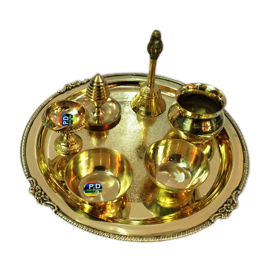 Buy Artandcrafvilla Beautiful 7 Piece Brass Pooja Thali Set For Use Navratri Diwali Pooja Home 3045