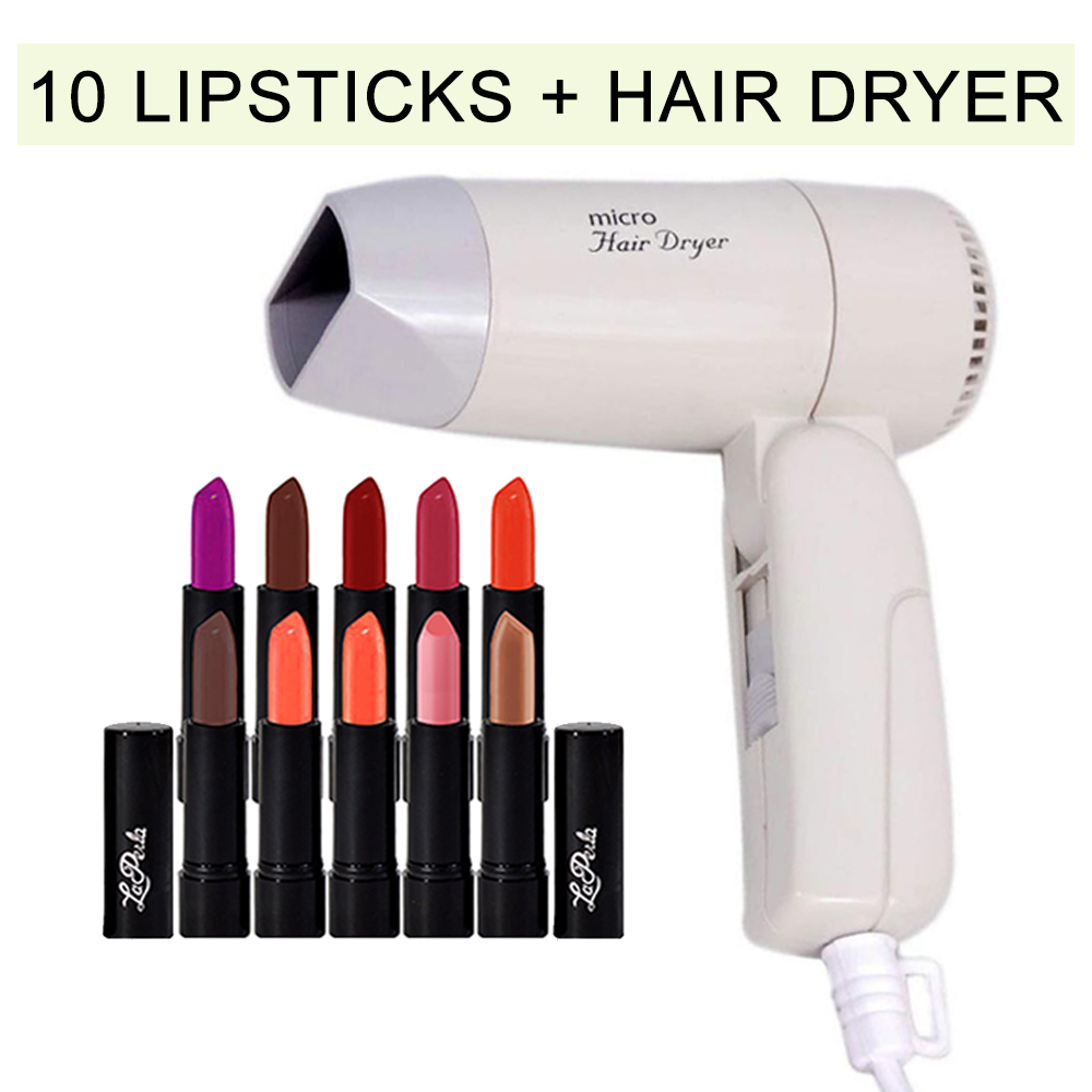 Buy LAPERLA Lipsticks (Pack of 10) with Hair Dryer Online ₹529 from