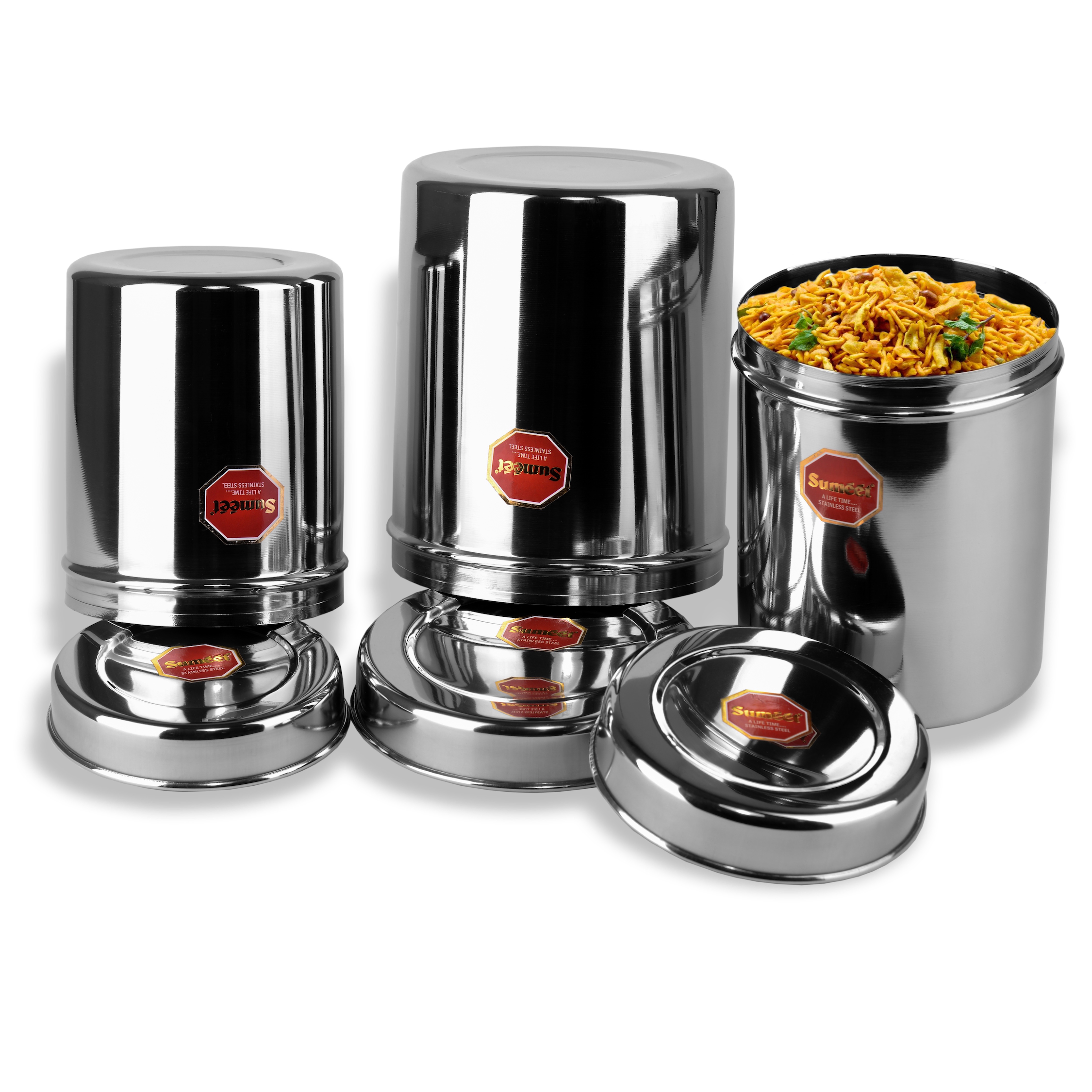 Buy Sumeet Stainless Steel Vertical Canisters Ubha Dabba Storage