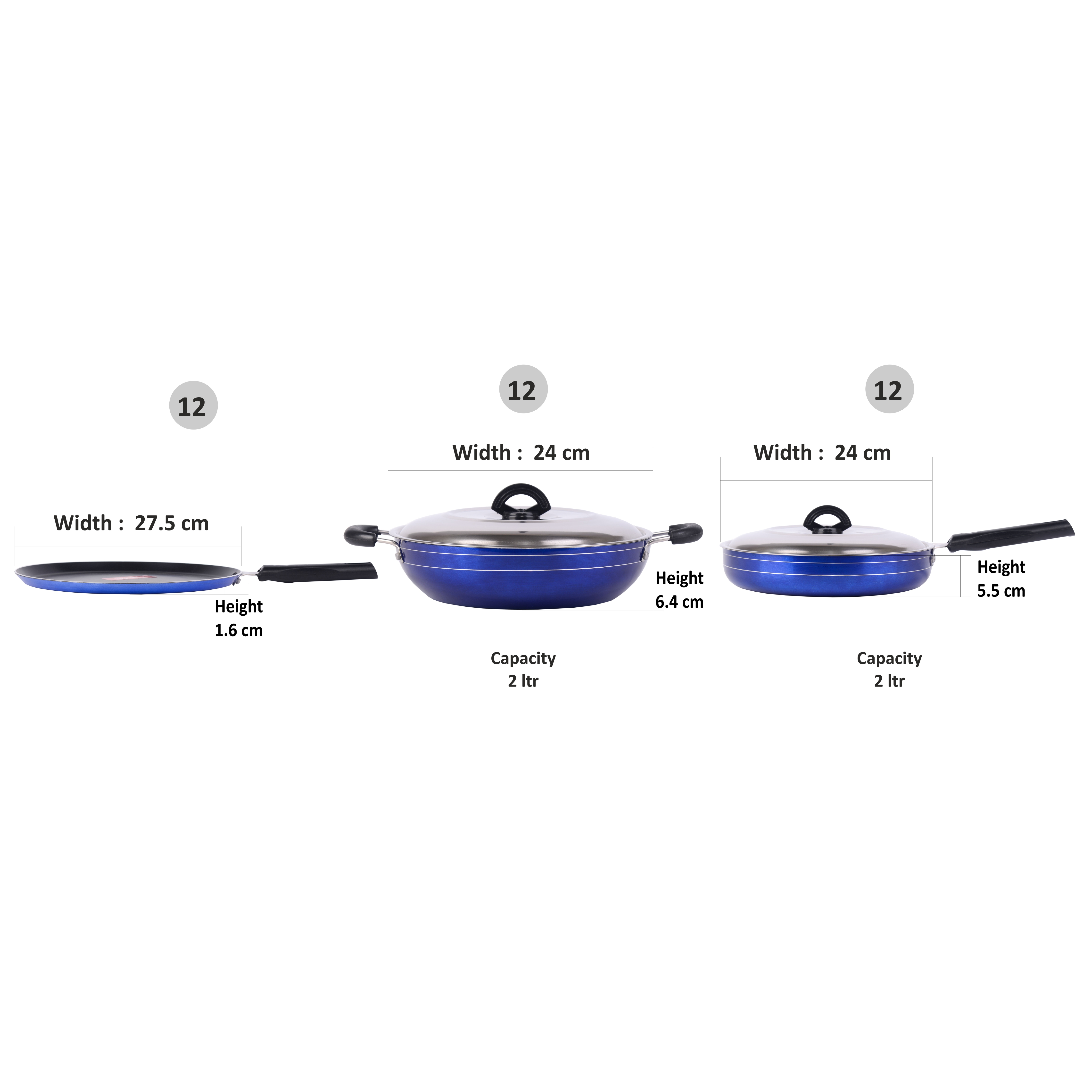 Buy Sumeet Nonstick Induction Base Cookware Set of Tawa + Kadhai With S