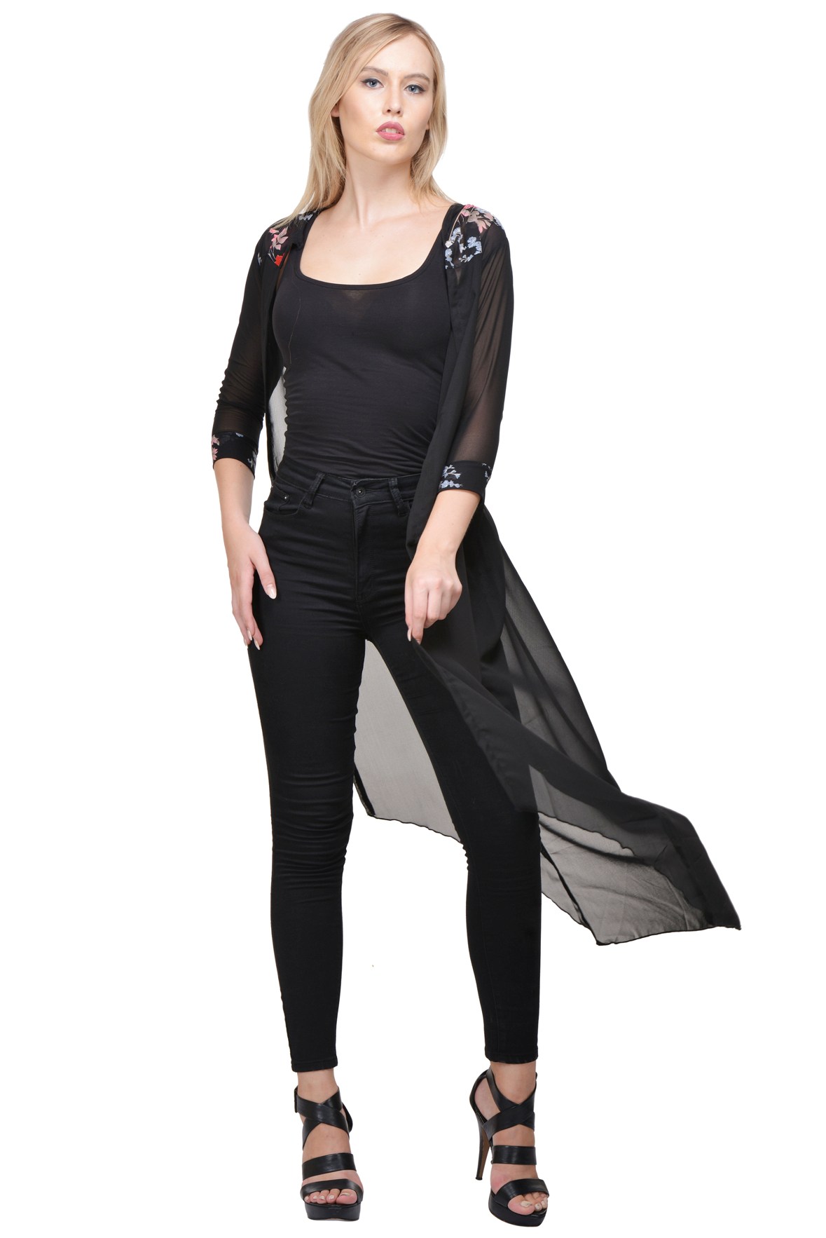 Raabta Black GGT Long Shrug For Women