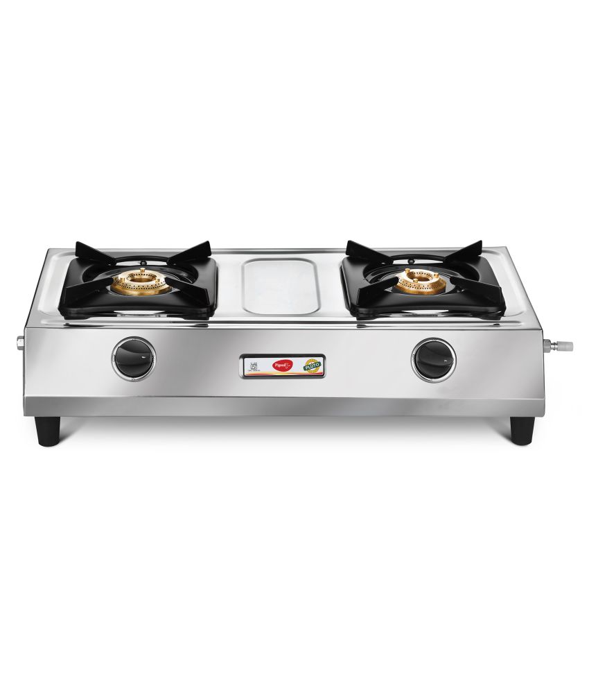 Buy Pigeon Pluto Stainless Steel 2 Burner Gas Stove, Silver Online ₹2599 from ShopClues