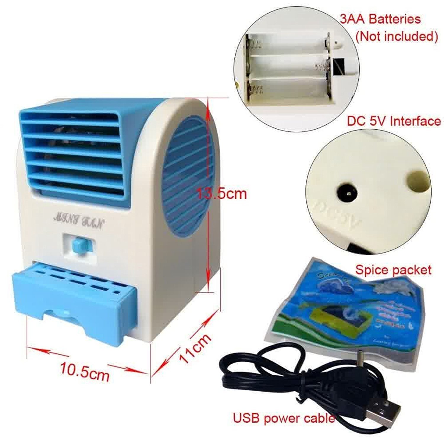 Mini Fan Air Cooler with Water Tray