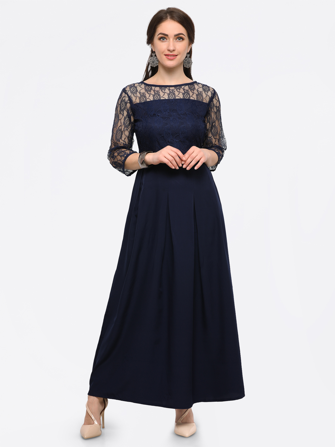 Buy Adhya Women Blue Maxi Dress Online @ ₹599 from ShopClues