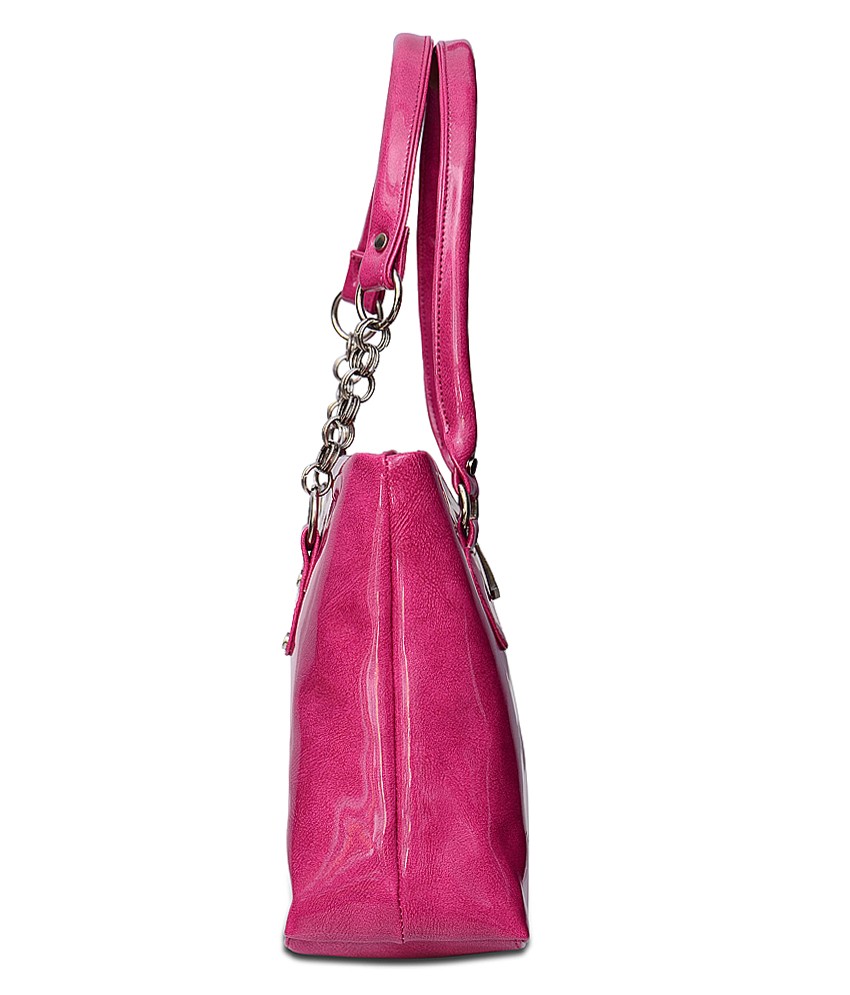 Stylish Pink Handbag With Chain Strap