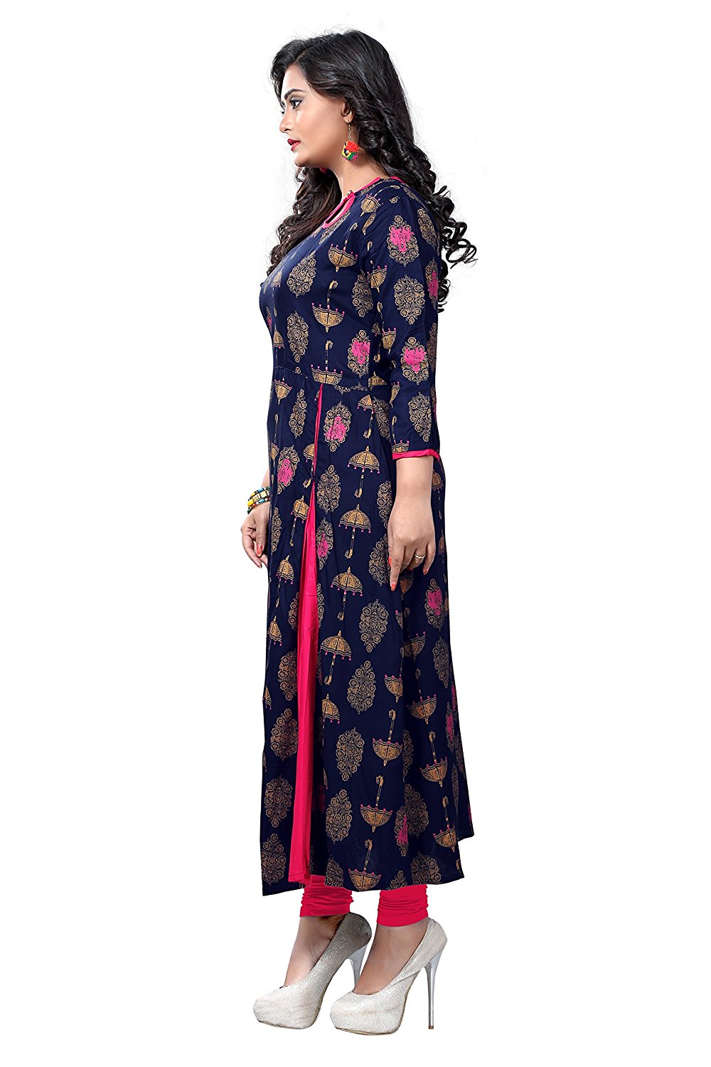 Buy Vaikunth Fabrics Kurti In Navy Blue Color And Rayon Fabric For