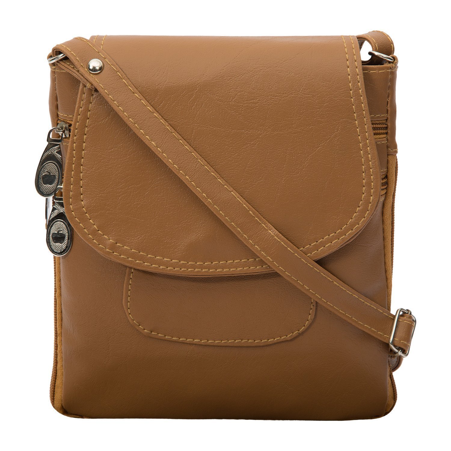 Buy Leather Light Brown Sling Side Bag Cross Body Purse for Women Girls ...