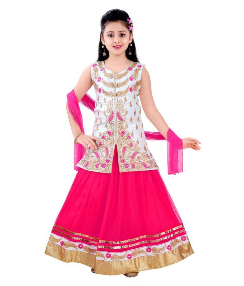 Buy Saarah Pink And White Lehenga Choli Set For Girls Online ₹1199 From Shopclues