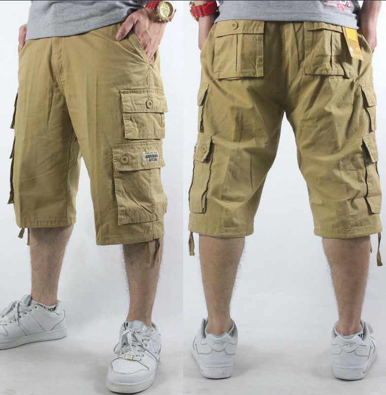 Mens hip hop khaki 6 pocket cargo