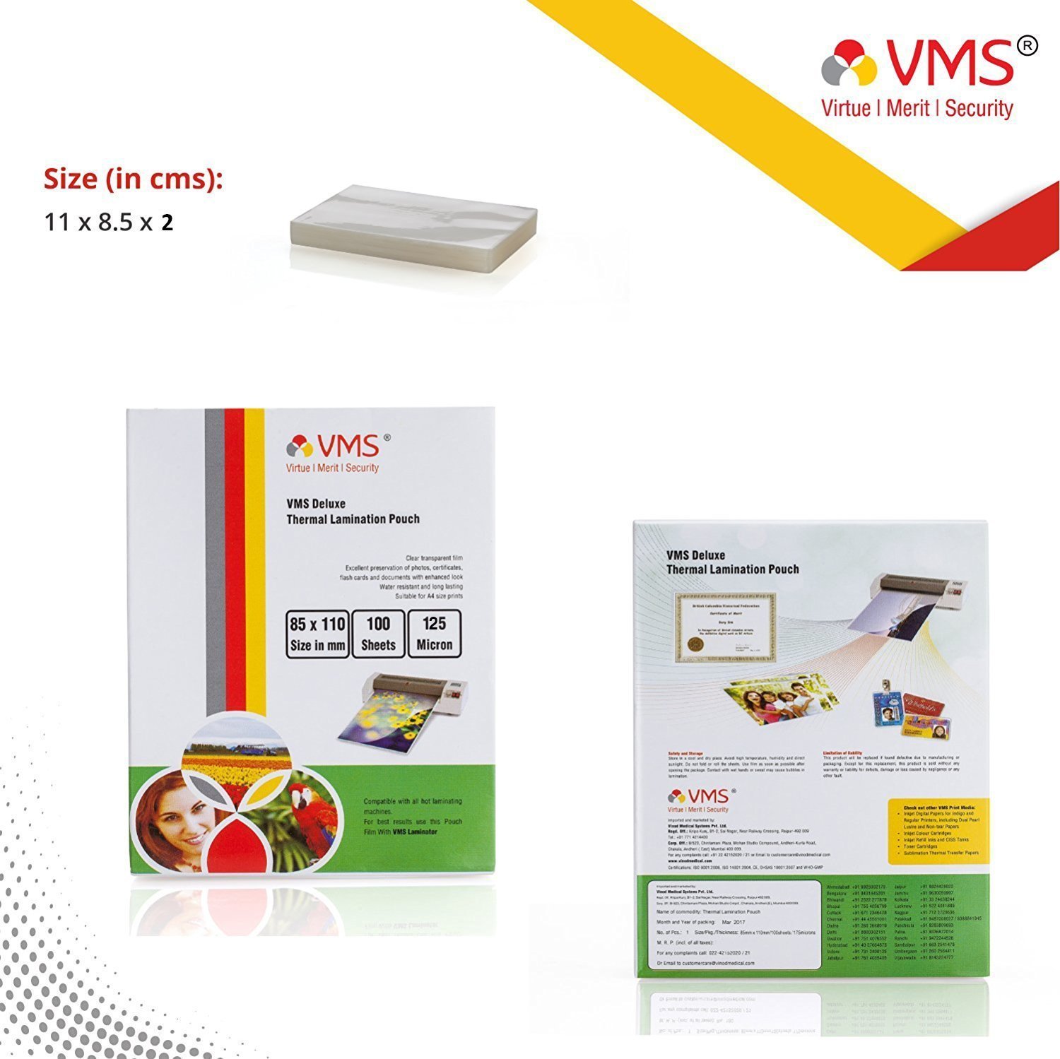 Buy VMS Deluxe Laminating Pouch Film 125 Microns (Lamination Pouch) 400