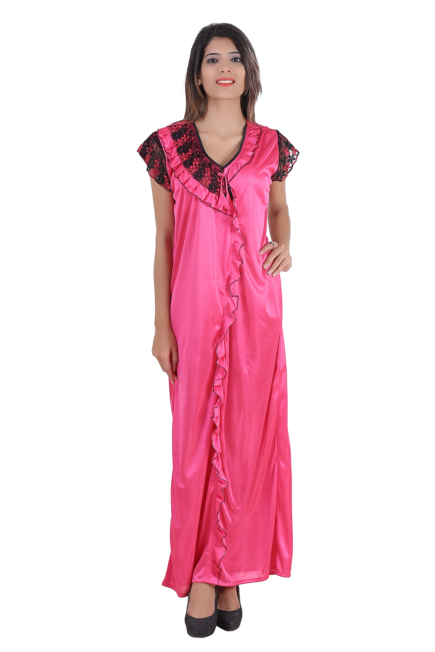 Buy Glossia Beautiful Two Satin Nighty/Gown Combo(Pack of 2) for Women/Girls(Free Size Nighty 