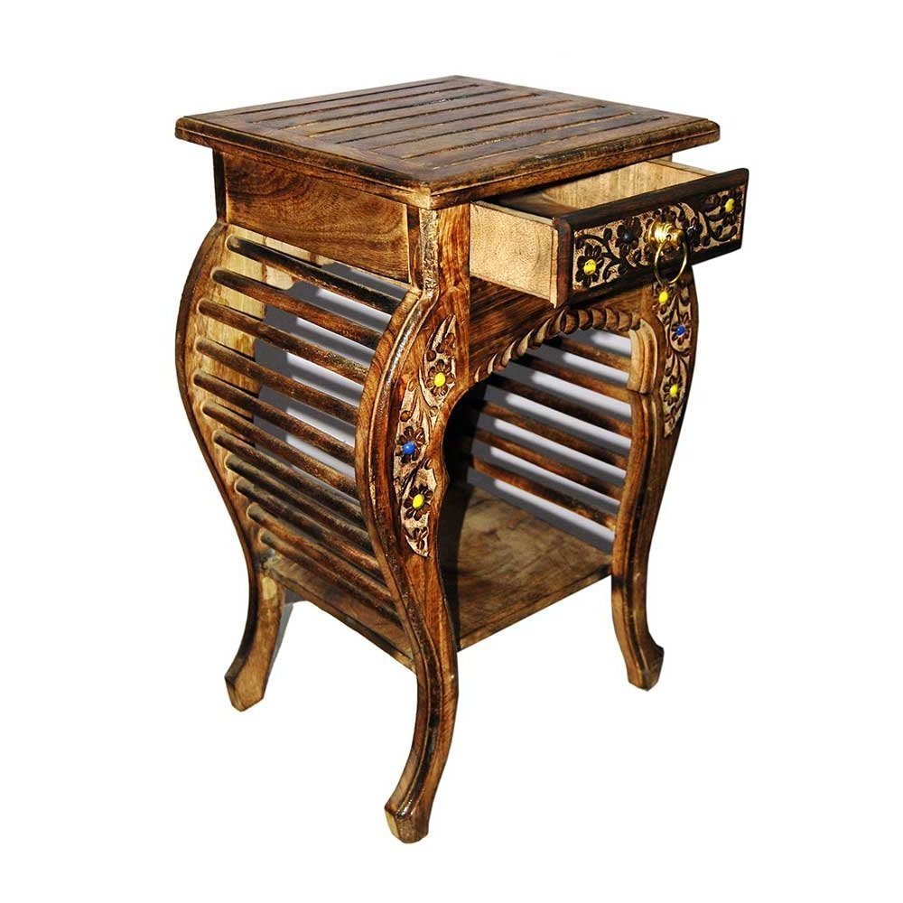 Buy Shilpi Wooden Hand Carved Side Table Stool Antique Look Online From Shopclues