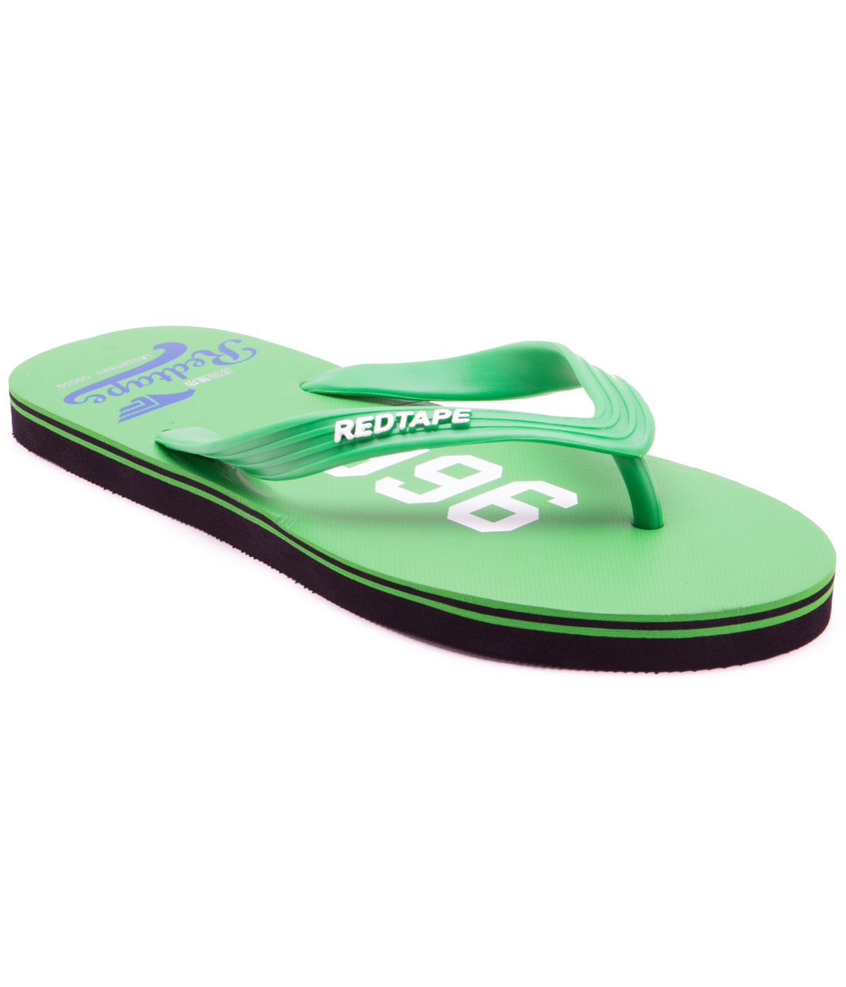 red tape flip flops white