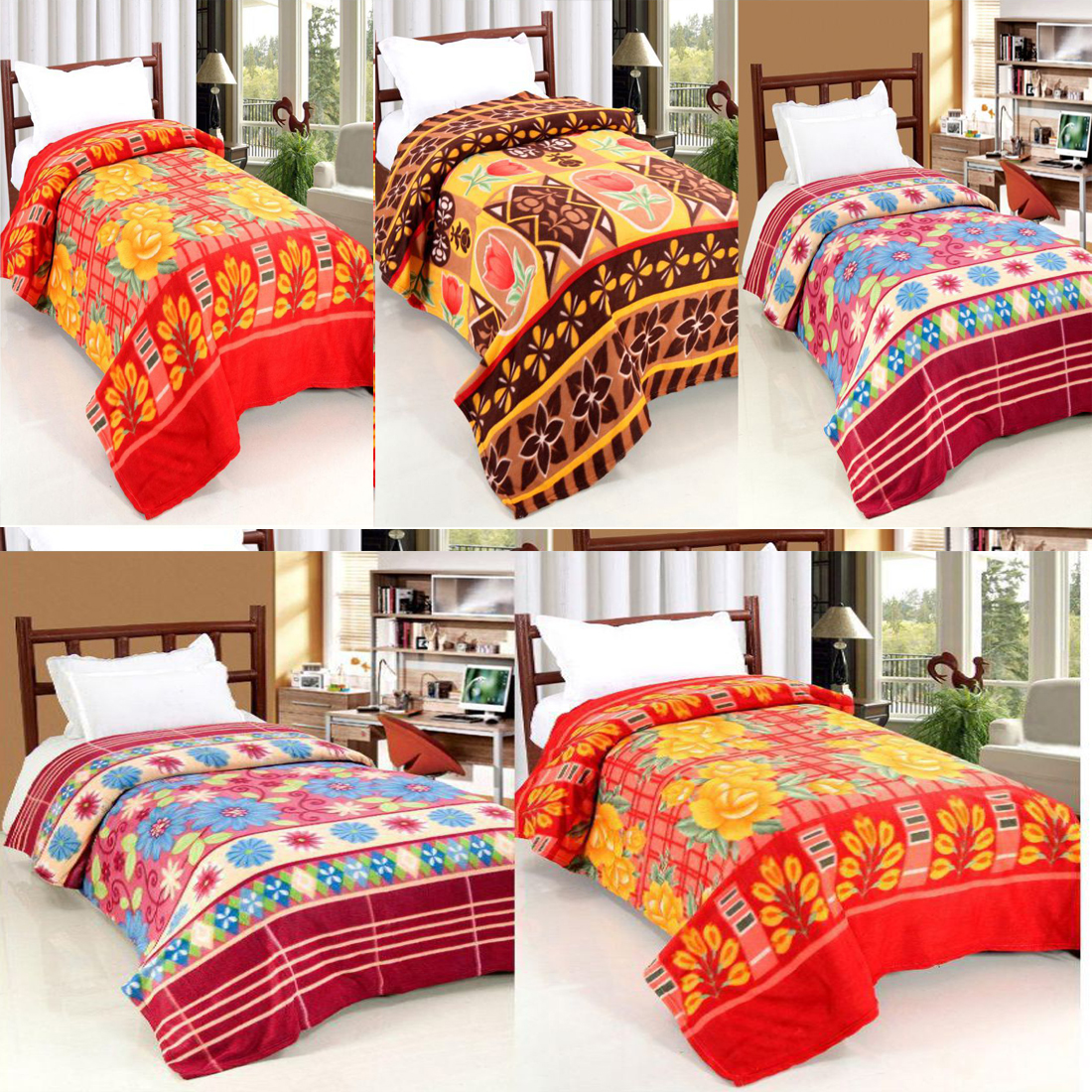 Peponi Pack of 5 Solid Color Single Bed Super Lite Fleece Blanket  54X90 inch