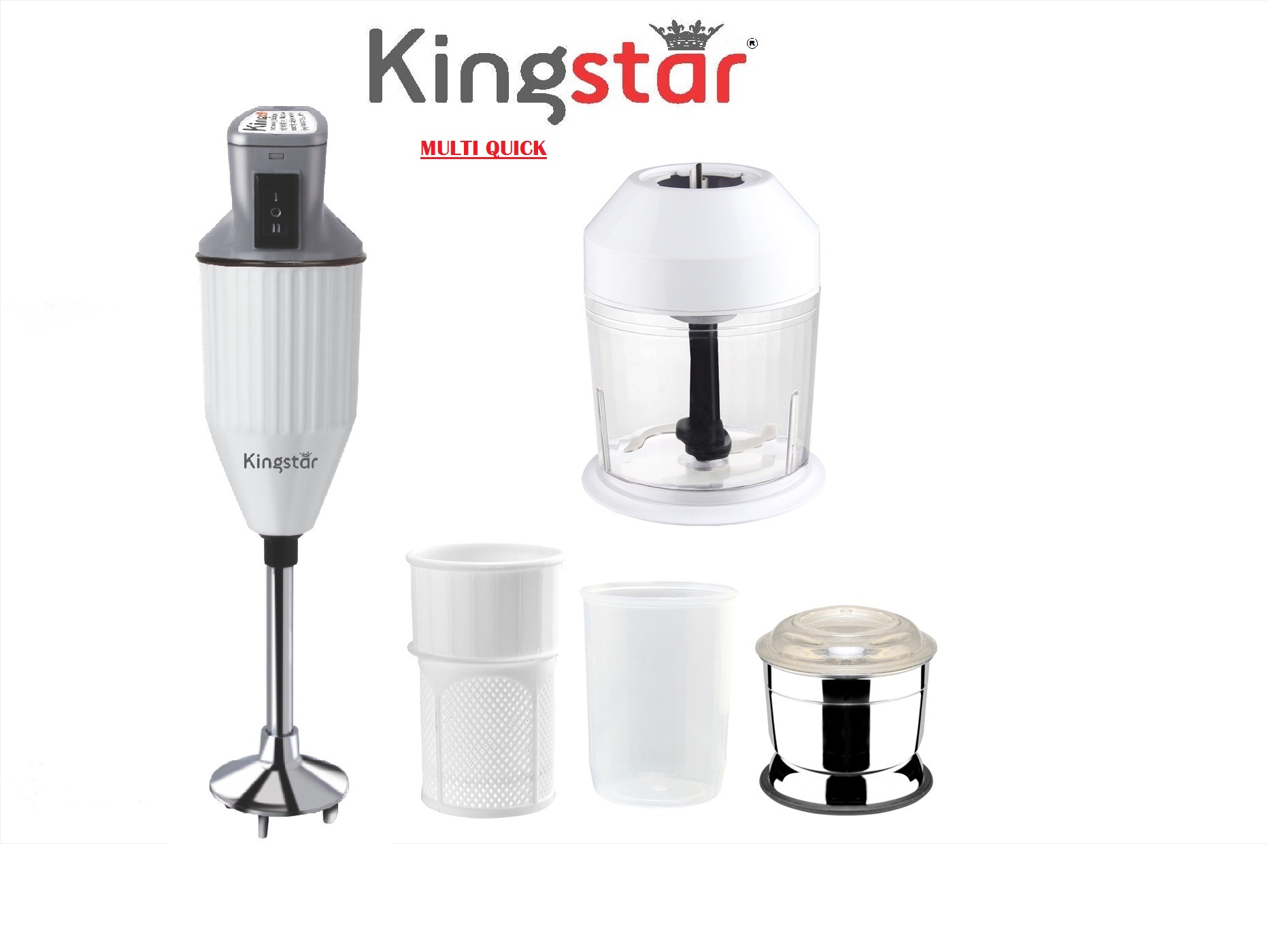 Buy Kingstar hand blender with chopper attachment and other 3 attachment(WHITE) Online ₹1550