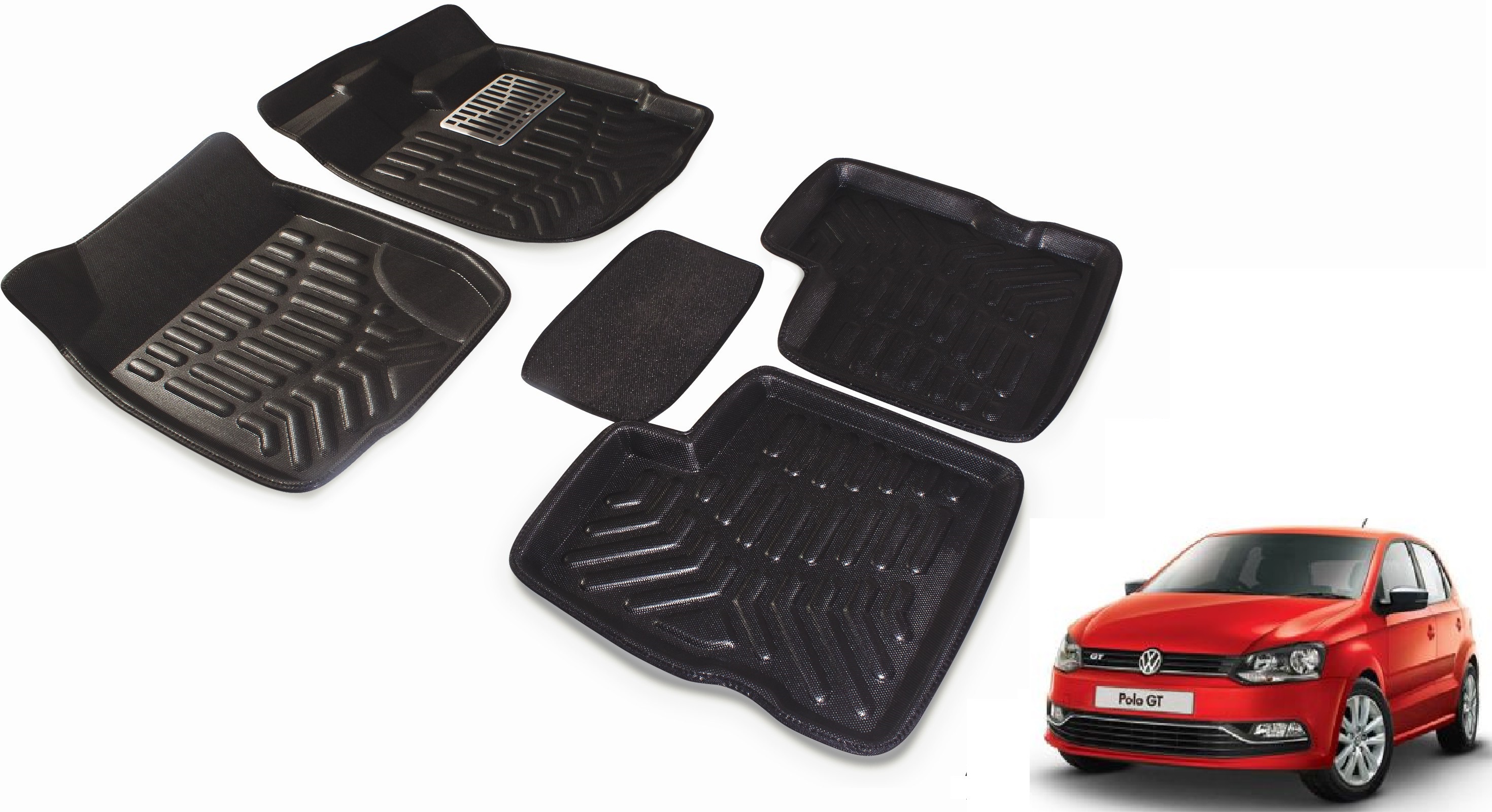 Buy Black 3D Car Foot Mat set for Volkswagen Polo Online ₹1319 from