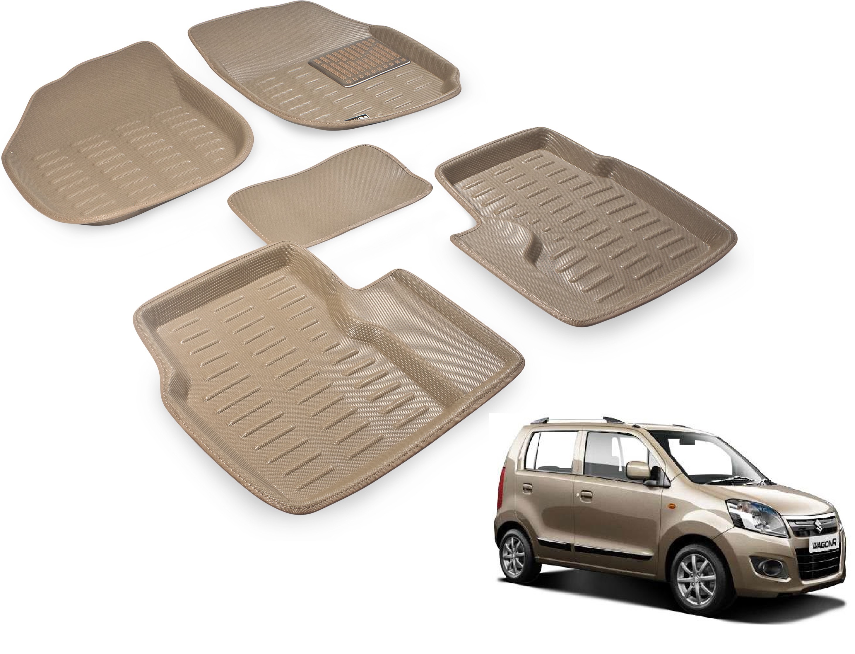 Buy Beige 3D Car Foot Mat For Maruti New Wagon R Online ₹1319 from