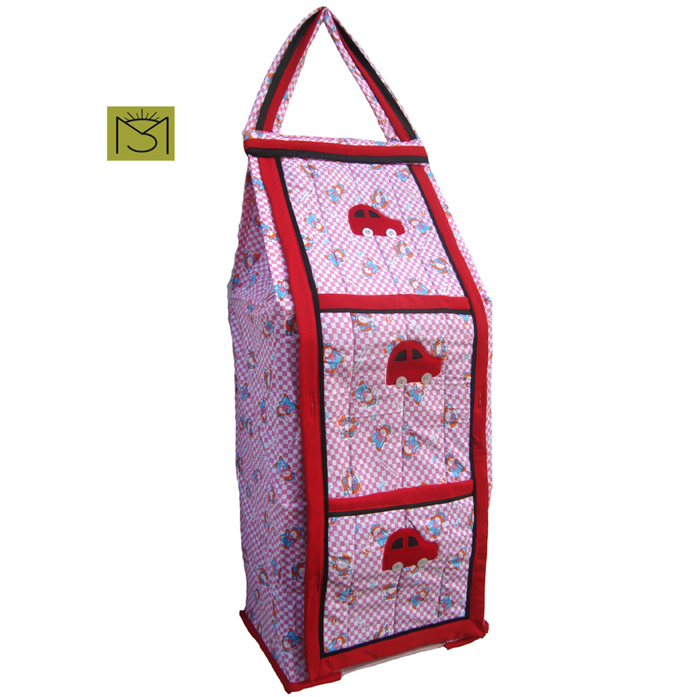 Babyhug Foldable 5 Shelf Almirah With Wheels Baby Car Theme - Red main image 0