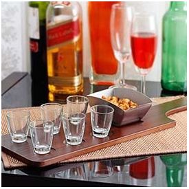 Magpie Tequilla bat with six shot glasses - Tequila Bat Tray with Six ...