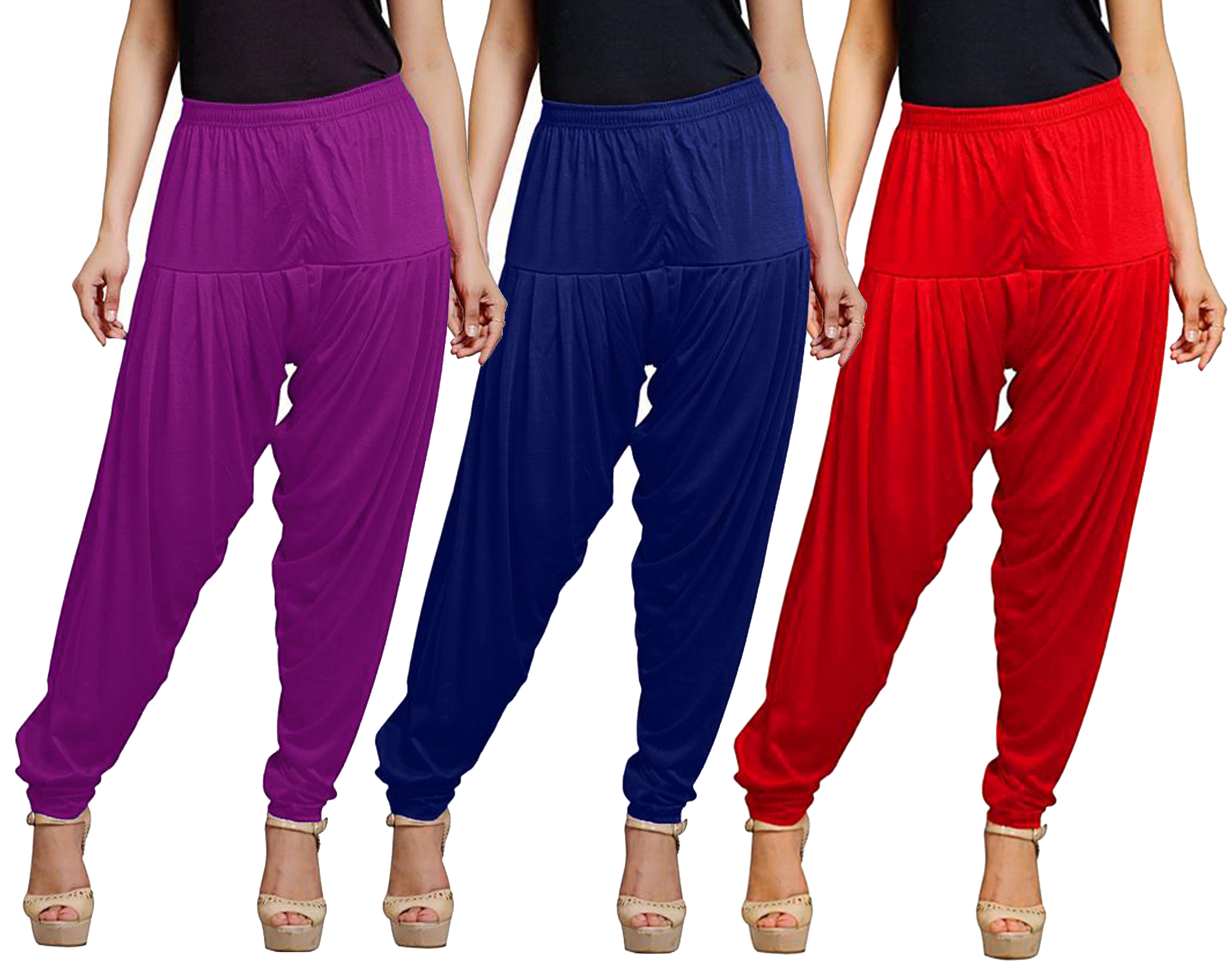 Buy Eazy Trendz Viscose Lycra Patiala Pack of 3 Online @ ₹789 from ...