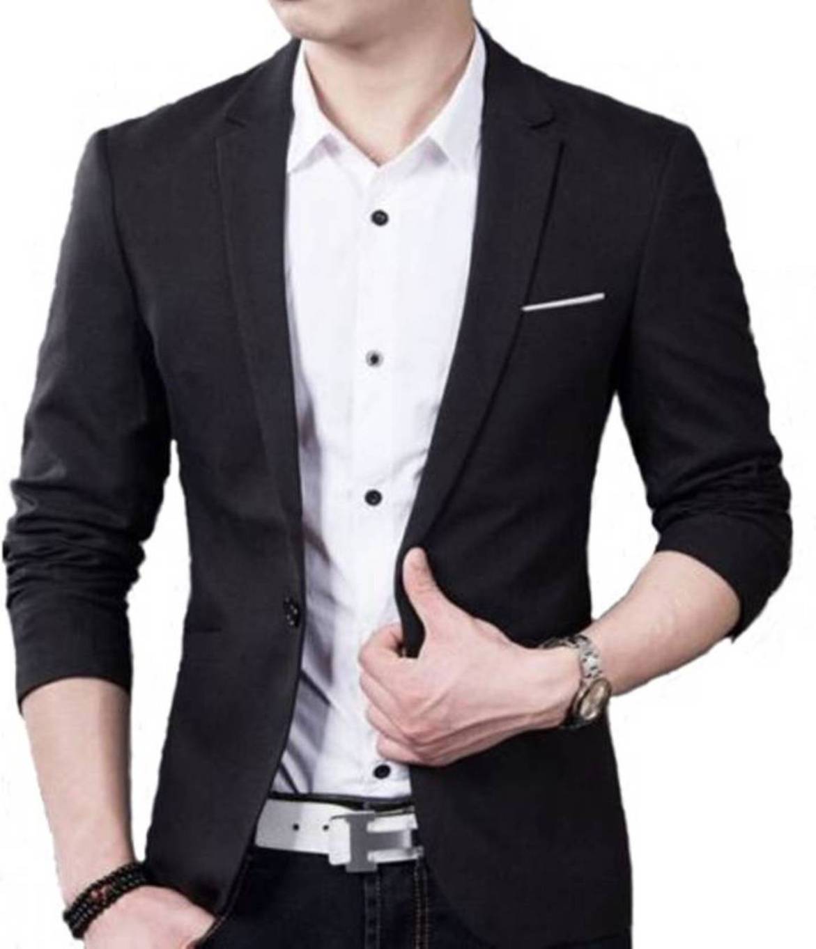 Buy Men's Black Slim Fit Blazer Online @ ₹2495 from ShopClues