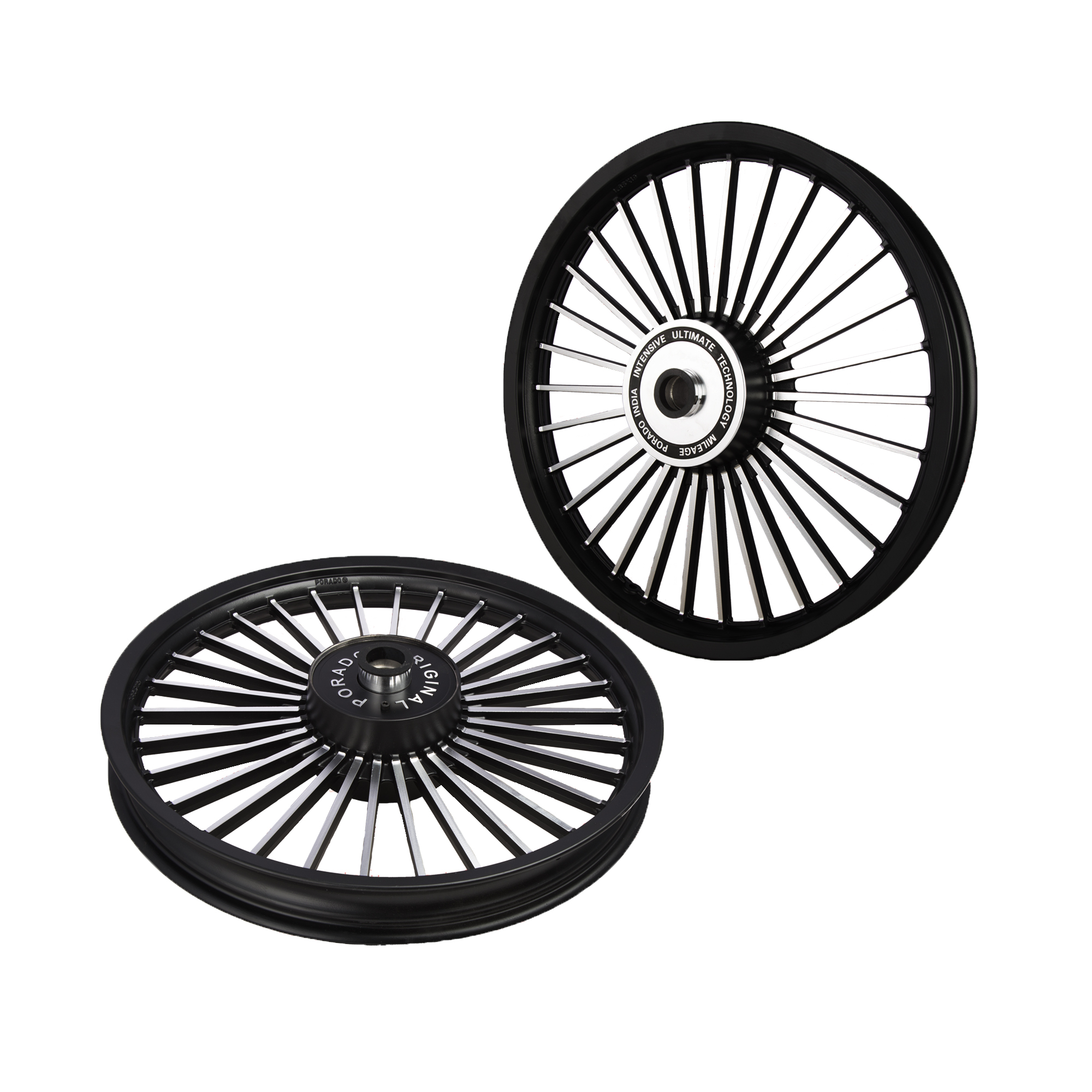 Buy Autofy 30 Spokes Black & Chrome Alloy Wheels For Royal Enfield