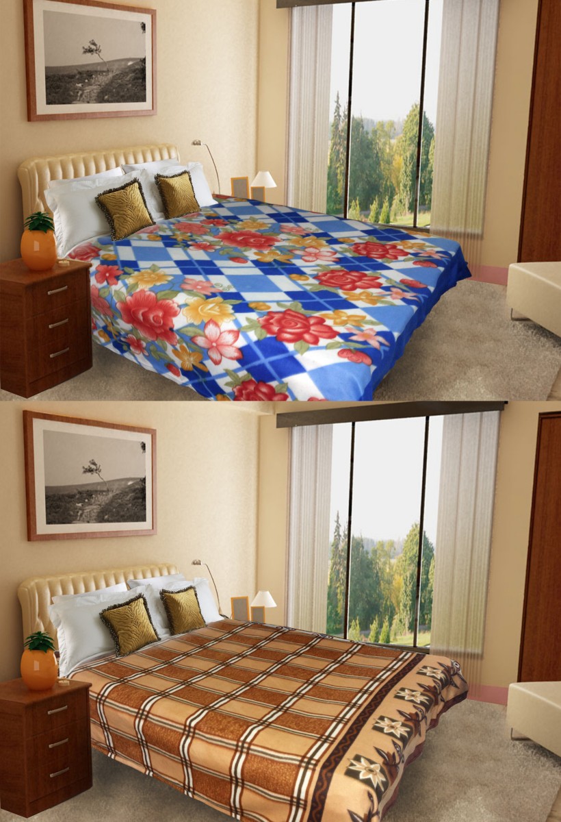 pack of 2 double bed AC blanket - check & print