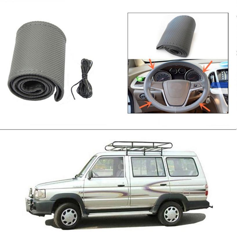 Buy AutoStark Leatherette Car Steering Wheel Cover Grey Toyota Qualis