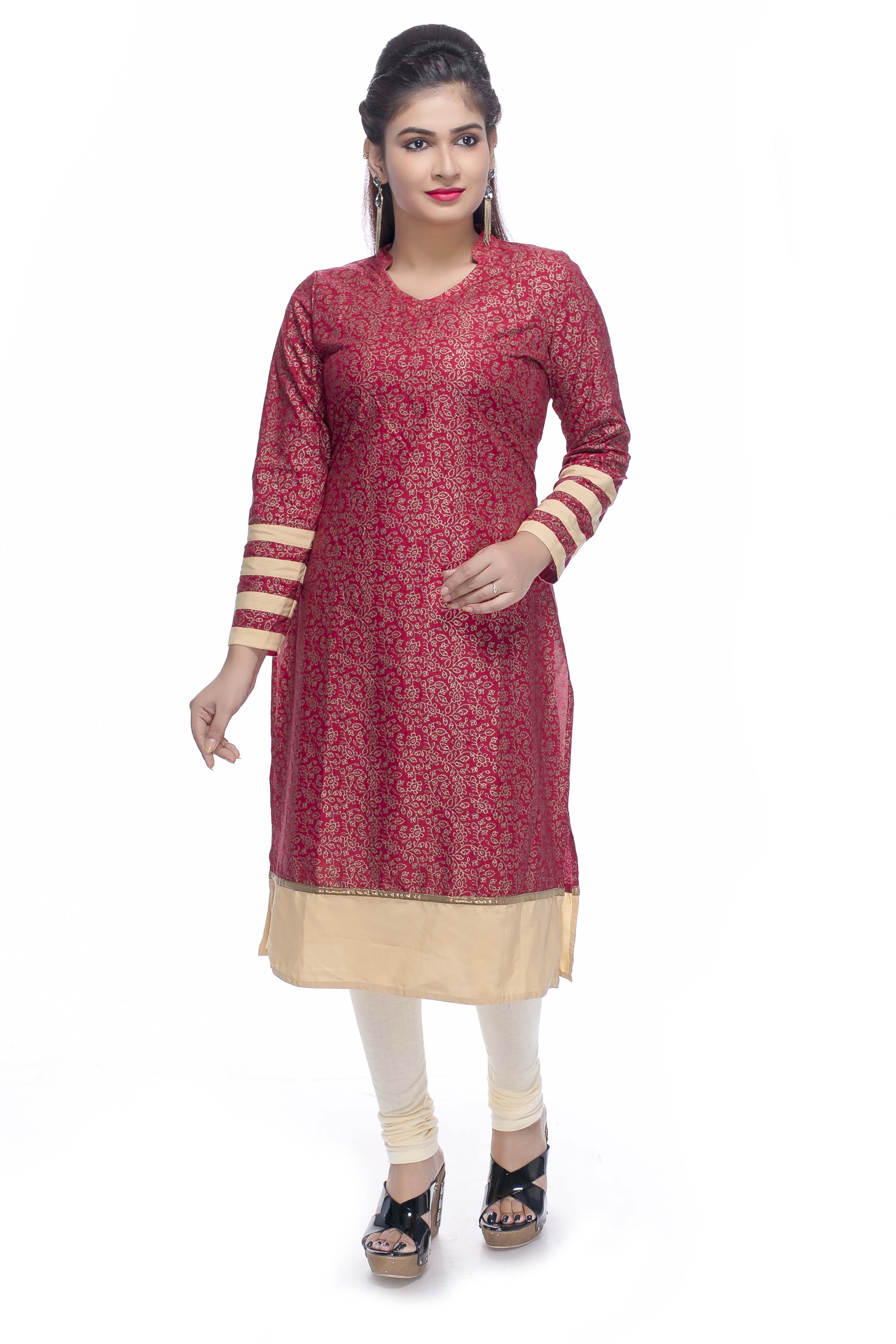 Buy Navrachna Red Printed Cotton Stitched Kurti Online @ ₹599 from ...