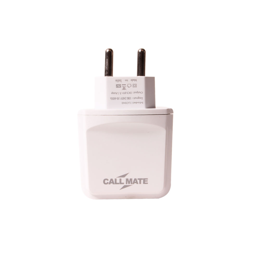Buy Callmate 3 USB 3.1Amp Fast Charger - White Online @ ₹299 from ShopClues