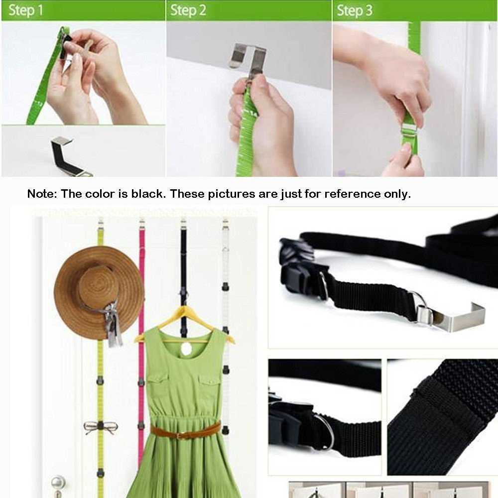 Buy Adjustable Over Door Straps Hanger Clothes Rack Organizer 16 Hooks