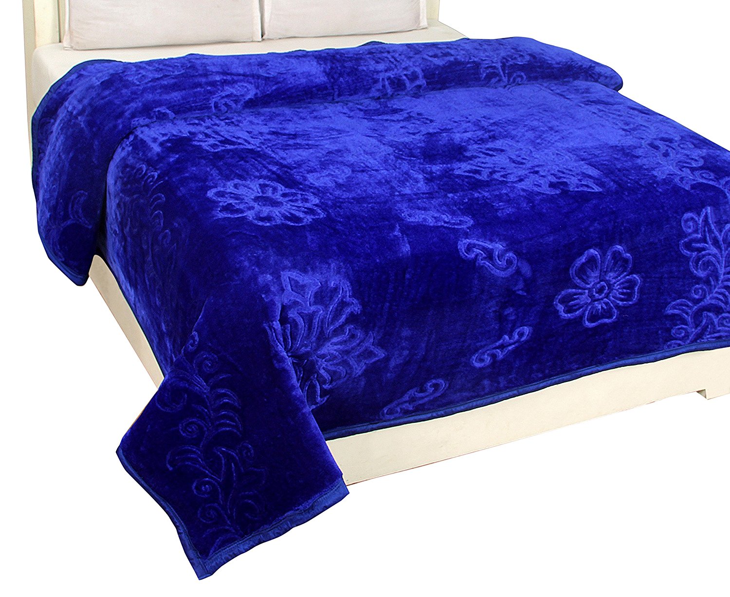 Buy Stop N Shop Blue Plain Double Bed Mink Blanket Online ₹2999 from